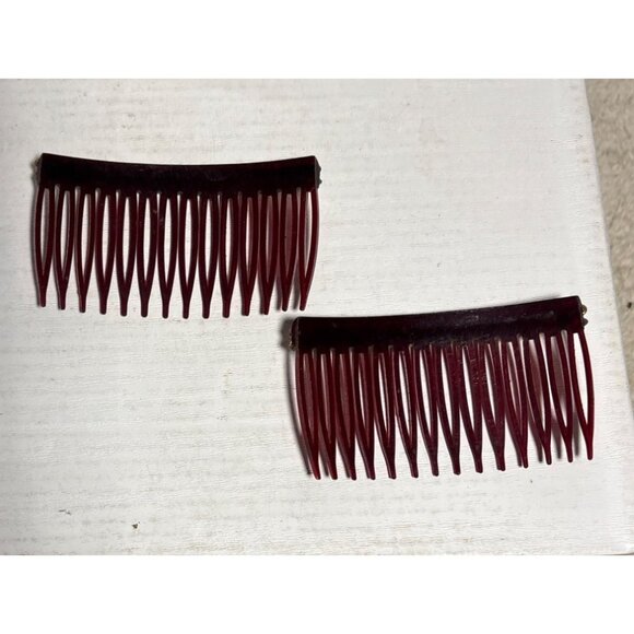 Vintage Mid Century Hair Combs Gold & Rhinestone Detail Accents Elegant Pair - Picture 6 of 9